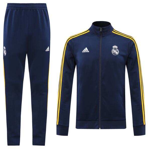 Real Madrid Navy Yellow Training Kits Hoodie Jacket with Pants 2020/21